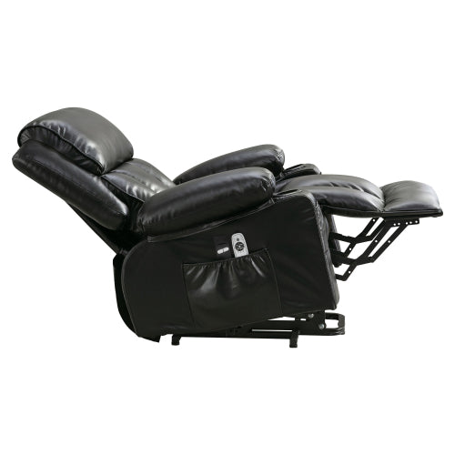 Power Electric massage lift lounge chair, suitable for the elderly, with heating and vibration functions,Fleece leather with USB, can be used for lying down. BLACK
