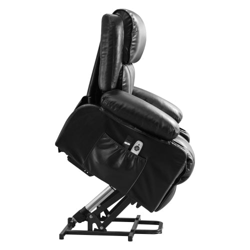Power Electric massage lift lounge chair, suitable for the elderly, with heating and vibration functions,Fleece leather with USB, can be used for lying down. BLACK