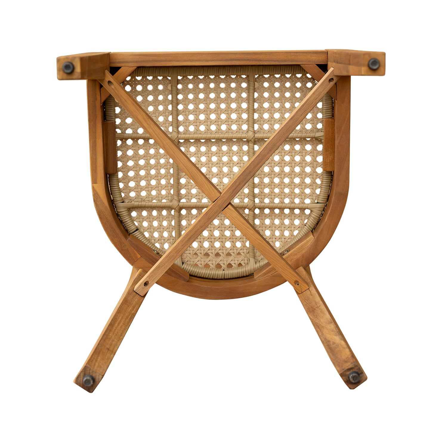 Acacia Wood Dining Chair with Light Brown Wicker