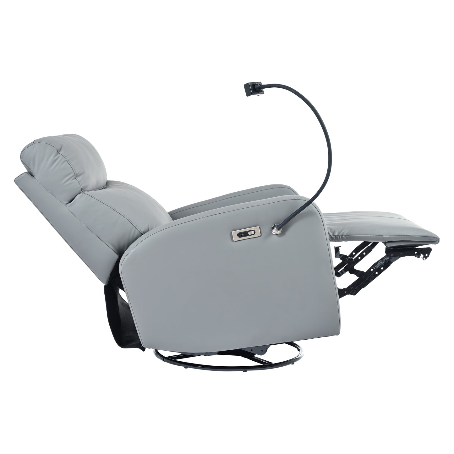 270° Power Swivel Rocker Recliner Chair, Electric Glider Reclining Sofa with USB Ports, Power Swivel Glider, Rocking Chair Nursery Recliners for Living Room Bedroom(Blue-gray)