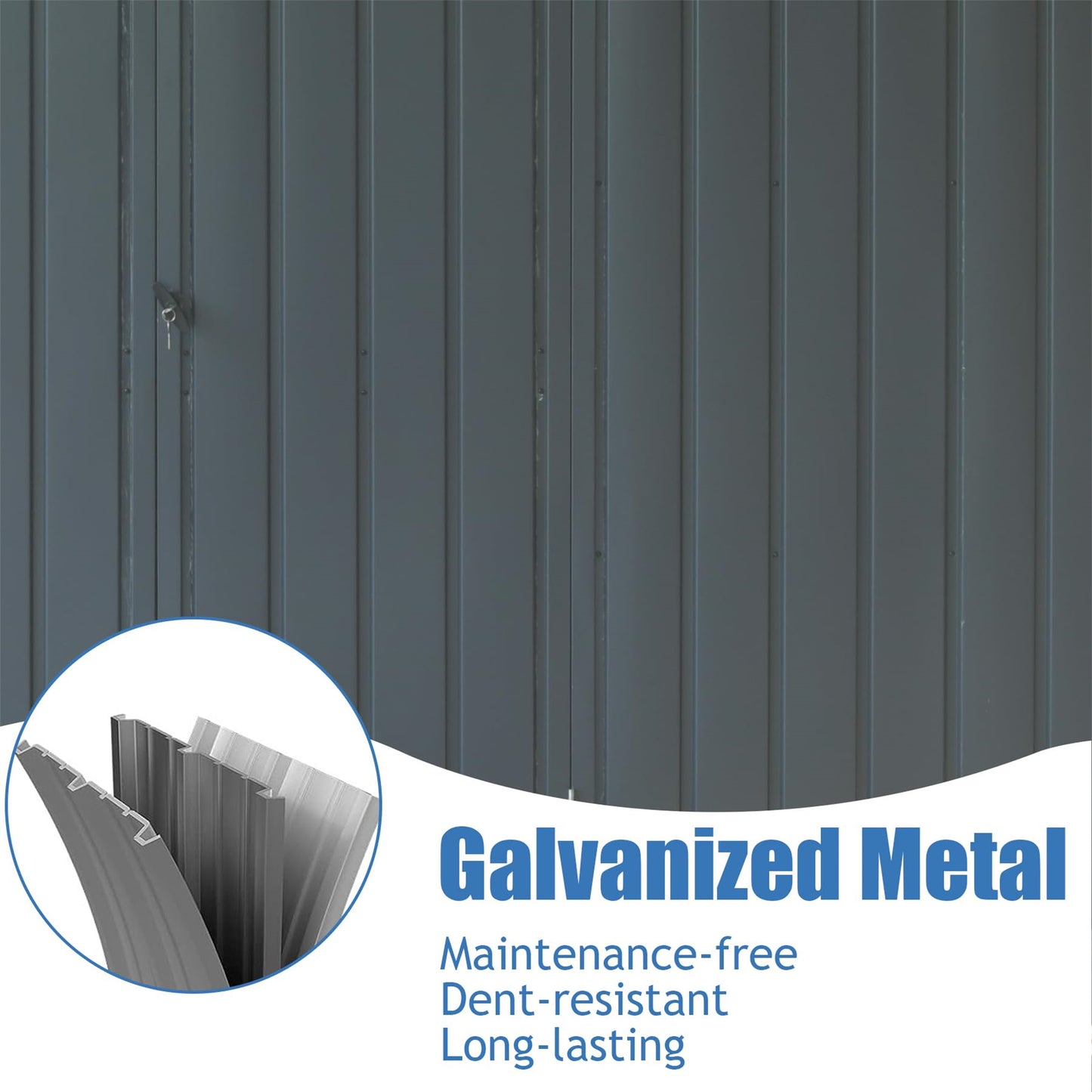 Backyard Storage Shed 11'x 9' with Galvanized Steel Frame & Windows, Outdoor Garden Shed Metal Utility Tool Storage Room with Lockable Door for Patio