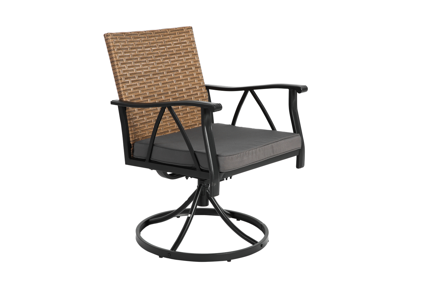 7 Piece Patio Dining Set ,Outdoor Wicker Furniture Set for Backyard Garden Deck Poolside with 2 Cushions Swivel Rocker Chairs,4 Cushions chairs,Table Top, Removable Cushions