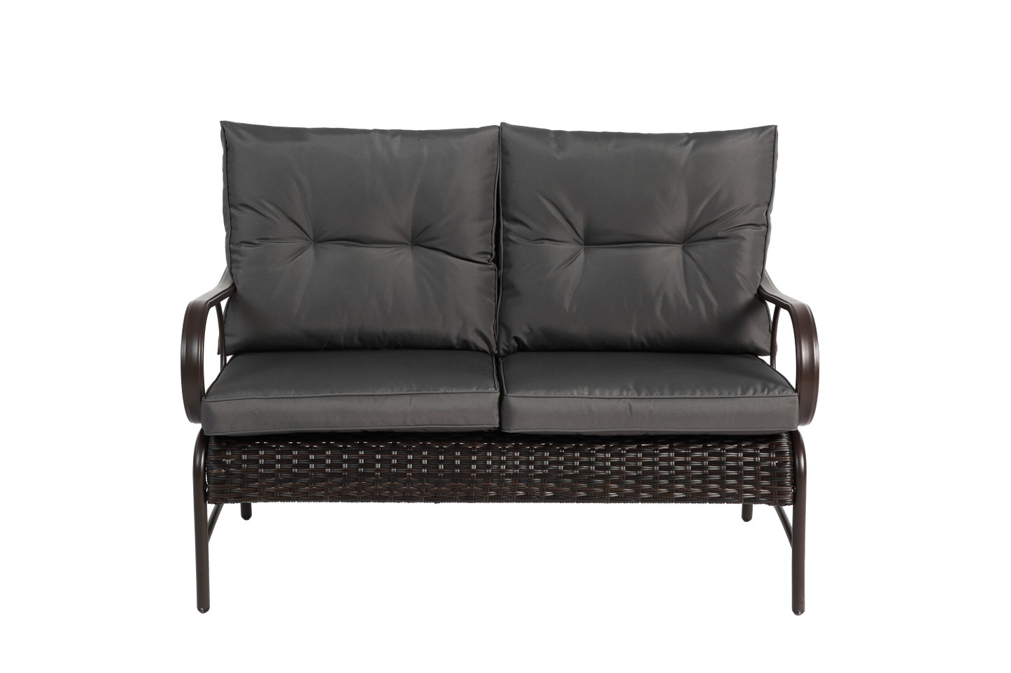 4 Piece Outdoor Patio Furniture Sets, Wicker Conversation Set for Porch Deck, Rattan Sofa Chair with Cushion-Grey