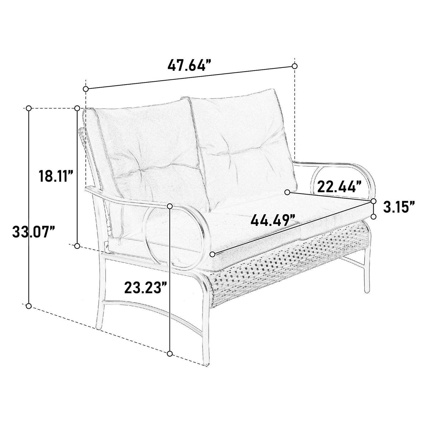 4 Piece Outdoor Patio Furniture Sets, Wicker Conversation Set for Porch Deck, Rattan Sofa Chair with Cushion-Grey