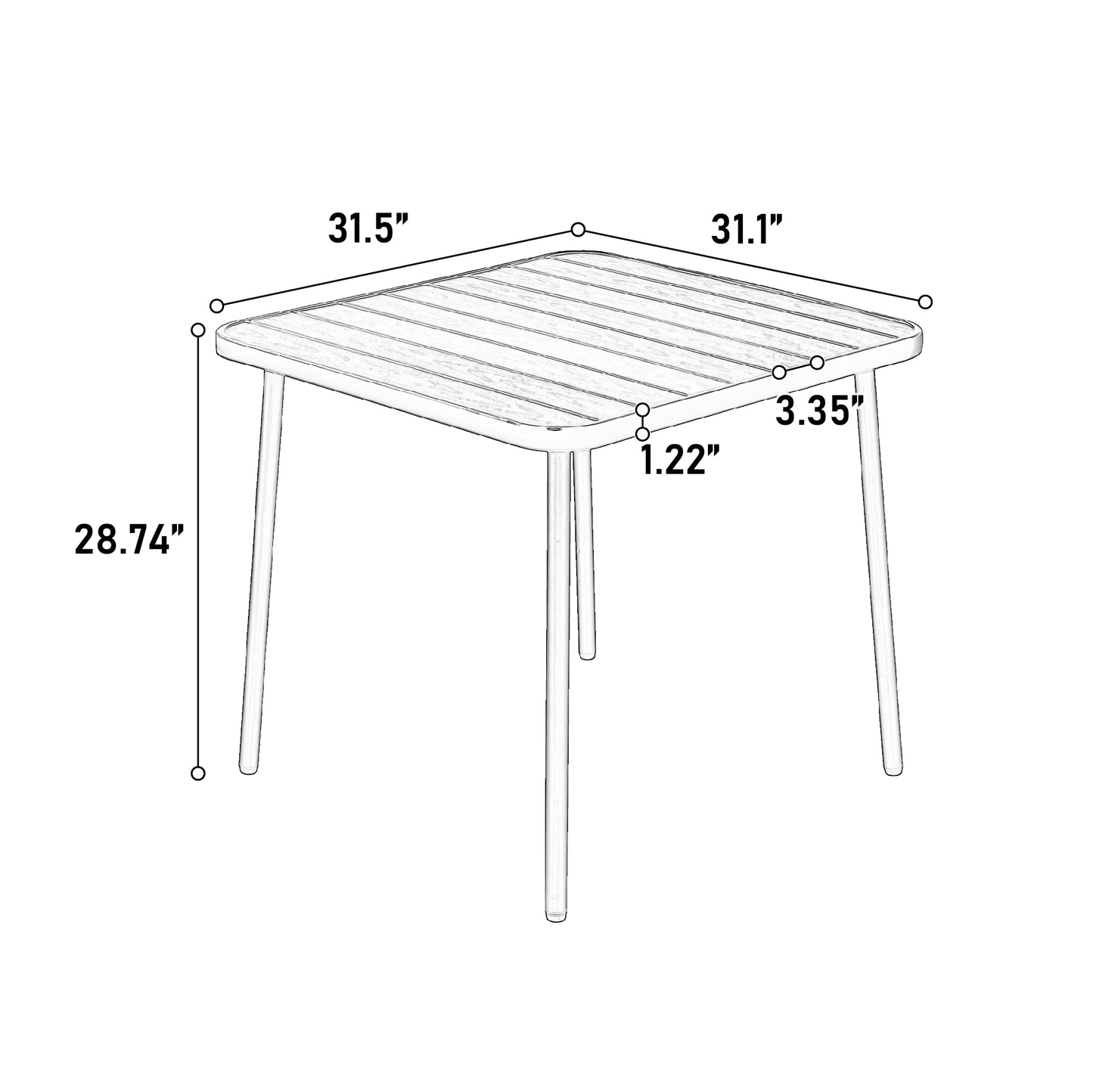 5-Piece Plastic chair and steel table Outdoor Dining Set, plastic Chairs and Table Set for Garden Patio, Black