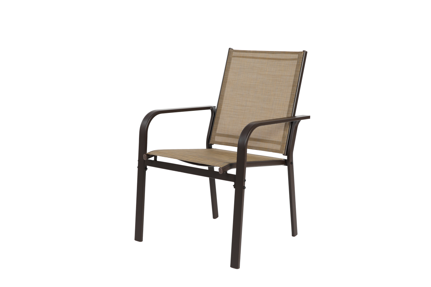 7 Pieces Patio Dining Set, Outdoor Furniture Table and 6 Textilene Chairs, Outdoor Furniture with Rectangular Table and 6 Stackable Chairs Family Conversation Set for Garden Backyard Deck-Brown