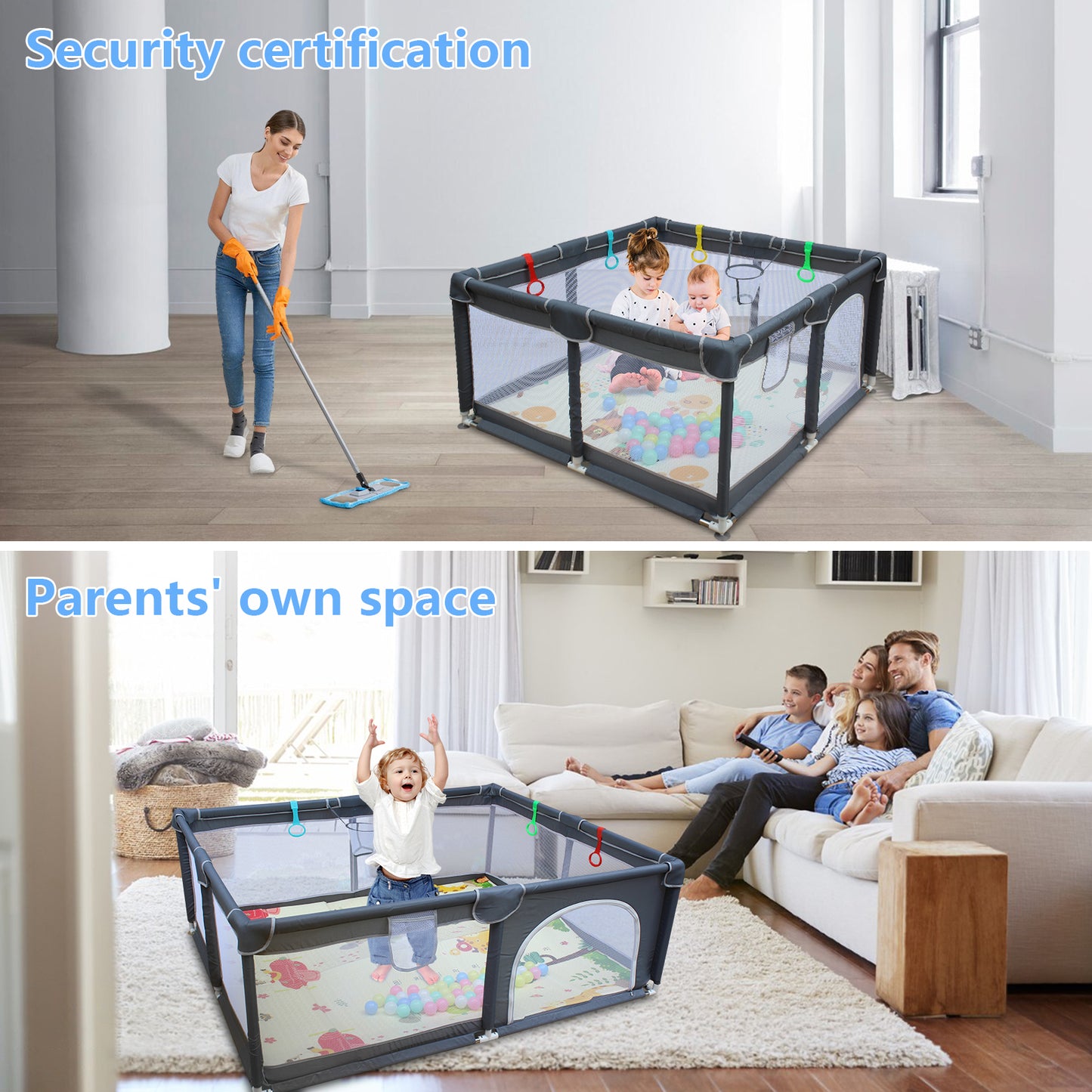 47" * 47" Baby Playard Cloth Playpen Removable Enclosures for Indoor and Outdoor Use Care for Children and Pets