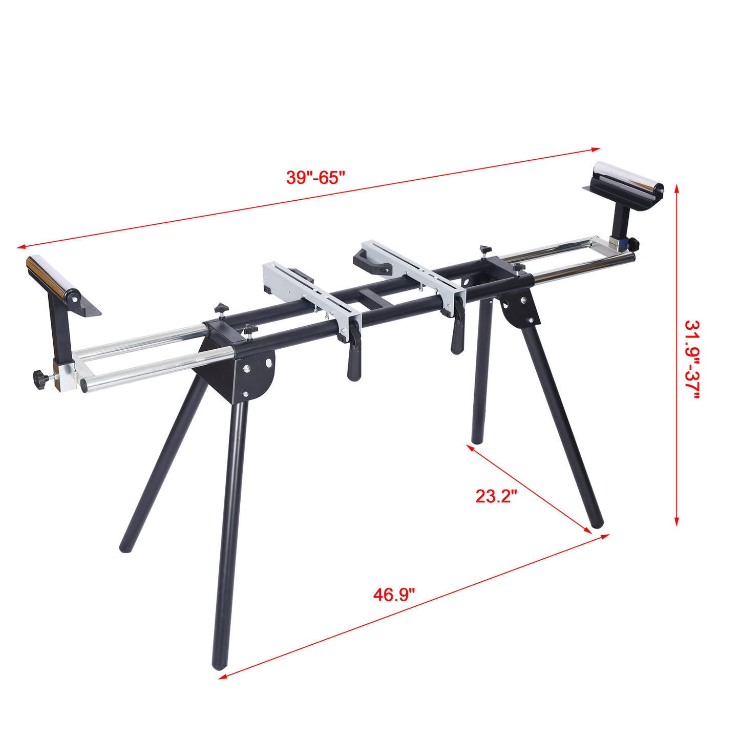 Miter Saw Stand with Quick Release Mounting Brackets,roolers ,stops,compact folding 330lbs