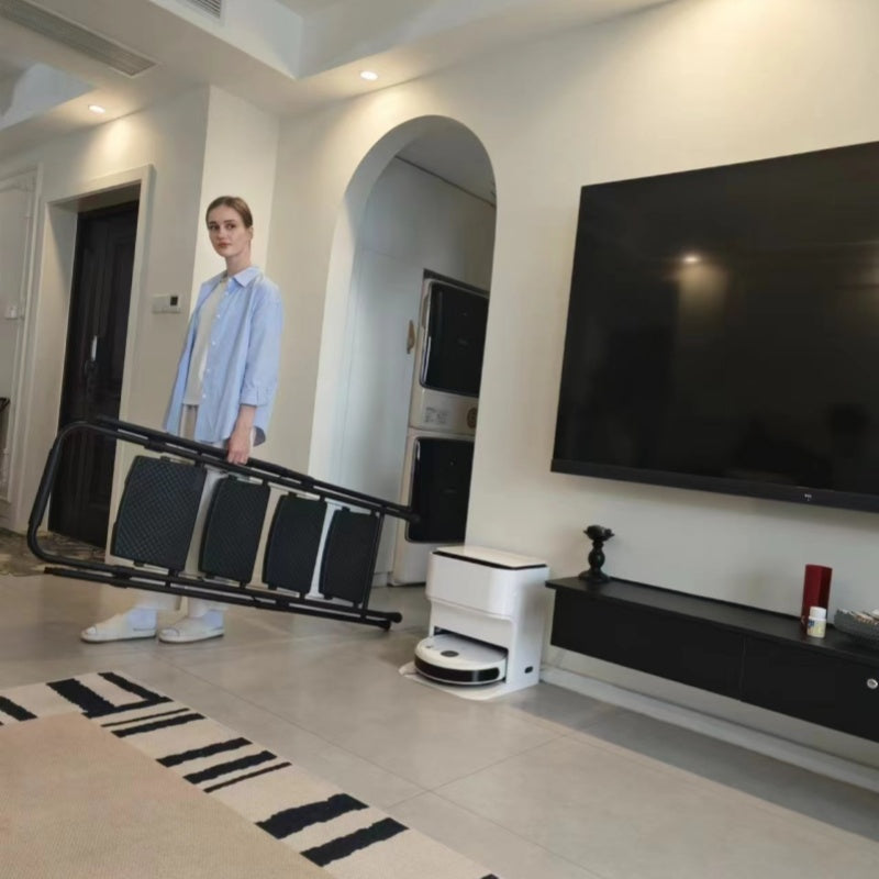 5-step ladder, folding ladder stool, with anti slip wide pedals, steel ladder, with safety anti slip handle, lightweight 300 pound portable steel ladder stool in black