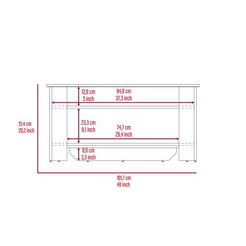 Storage Table, Four Legs, Lower Shelf, Light Oak / White