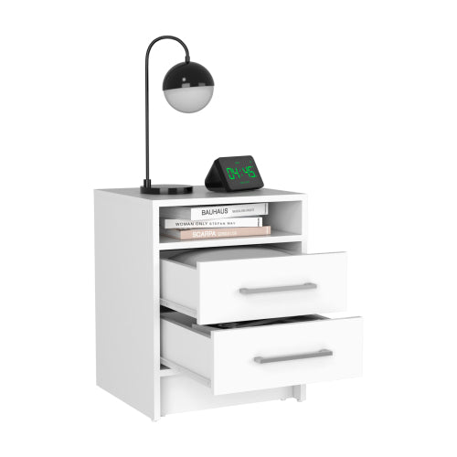 White 2-Drawer Multi-purpose Nightstand