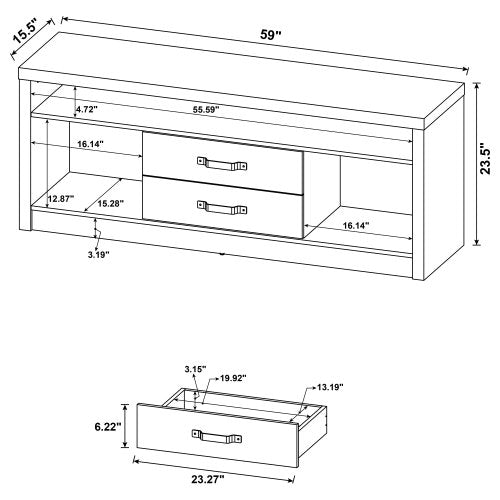 Weathered Grey Driftwood 59 Inch 2-Drawer Rustic TV Stand