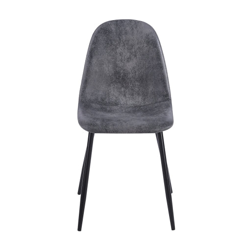 Set of 4 Grey Glove Suede Spoon Shape Dining Chairs, Upholstered Accent Chairs, Black Metal Legs, 300lbs Weight Capacity