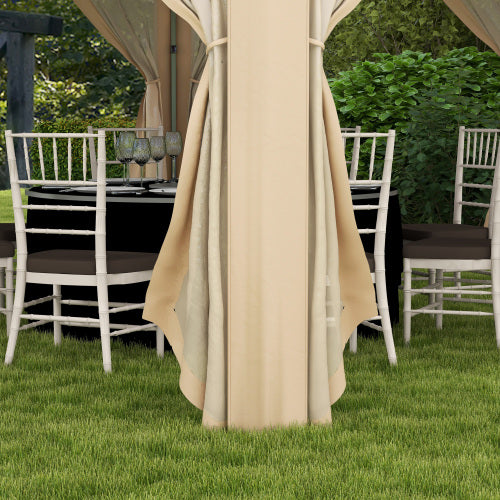 13' x 13' Pop Up Gazebo, Hexagonal Canopy Shelter with 6 Zippered Mesh Netting, Event Tent with Strong Steel Frame for Patio, Backyard, Garden, Wedding, Party, Beige