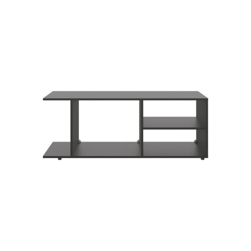 17.8 Inch Modern Black Low Profile TV Stand with 4 Shelves & 4 Sturdy Support Legs