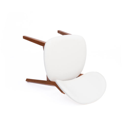 Rubberwood Dining Chairs with PU Cushions, Set of 2, Cream White/Walnut