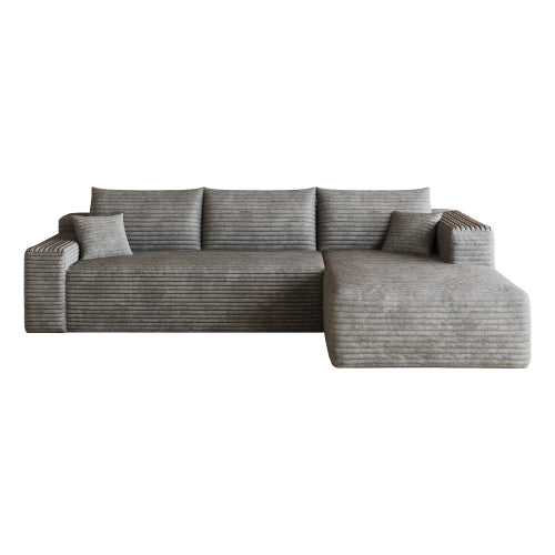 103 inch Dark Grey L-Shape Cloud Deep-Seat Corner Sectional Sofa, No Assembly