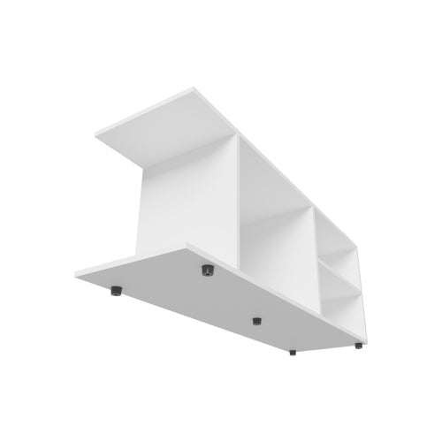 White Compact Barton Entertainment Center with Multi Storage Shelves for Living Room