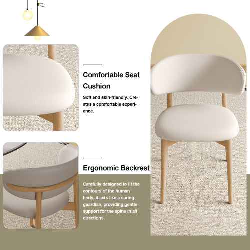 Set of 2 Natural Oak Mid-Century Dining Chairs, Minimalist Solid Wood Side Chairs Easy Assembly