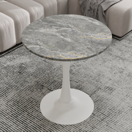 27.6inch Round Dark Gray Marble Vein Coffee Table