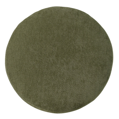 23.6 inch Round Green Pet Friendly Ottoman with Hidden Pet Nook, Acacia Wood Legs, 220 LBS Loading Capacity