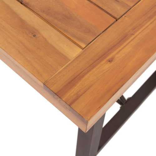 Outdoor Acacia Wood Metal Base Dining Table, Teak