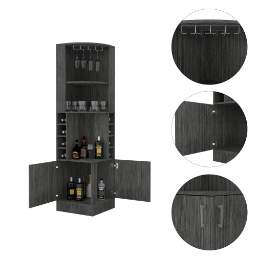 Bar Cabinet, Eight Bottle Cubbies, Two Large Open Shelves