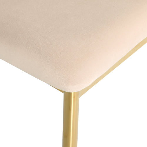 Velvet Upholstered Dining Chairs with Metal Legs, Set of 2, Beige