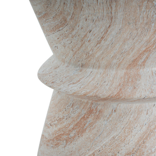 Outdoor/Indoor Lightweight Concrete Side Table,Travertine Finish