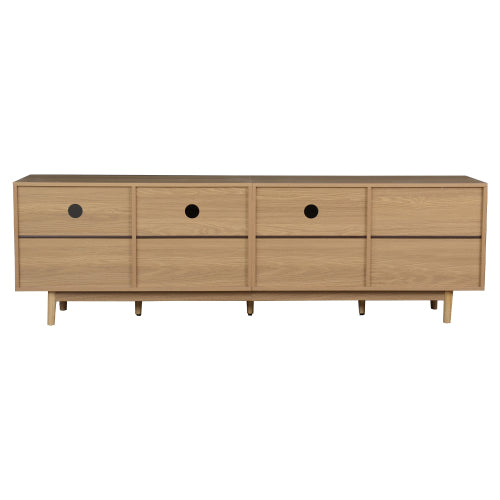 76.6 inch Natural Real Rattan TV Stand 3 Drawer Entertainment Center Fits 65¨C85 Inch TV