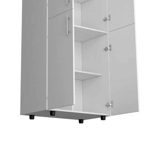 Armoire in melamine with 2 doors , 4 shelves and 2 clothes hanging bar