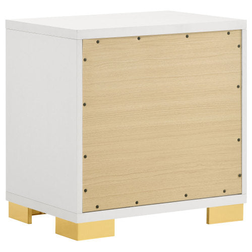 White Art Deco 2-Drawer Nightstand
