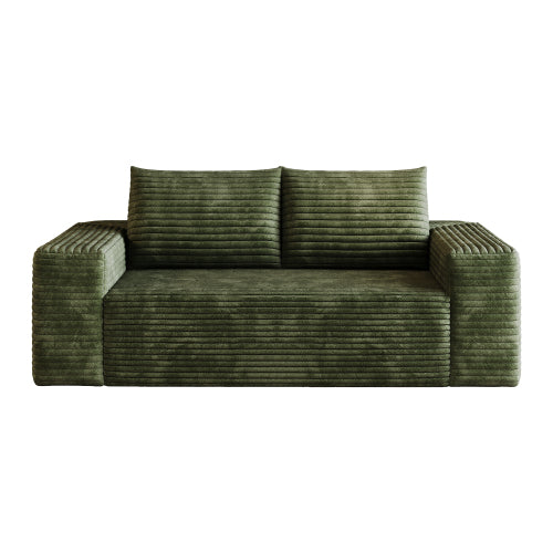 63-Inch Green Corduroy Deep-Seat Loveseat Sofa No-Assembly for Living-Room Bedroom Apartment Conference Room