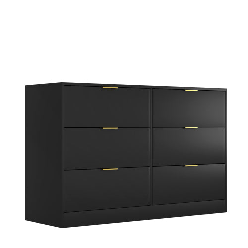 Simply Modern 6-Drawer Dresser, Chest of Drawers for Bedroom, Living Room, Hallway, and Entryway - Large Storage Cabinet Black