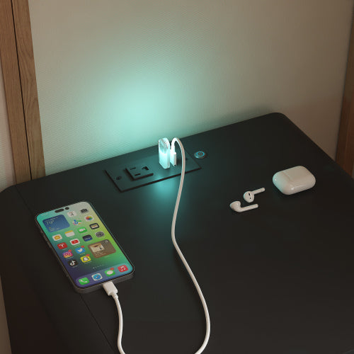Black Smart Nightstand, Voice Control Night Light, Touch LED Strip & Charging Station