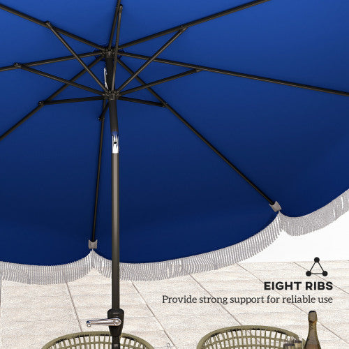 Outdoor Umbrella with Crank,Patio Umbrella,8 Ribs,Push Button Tilt