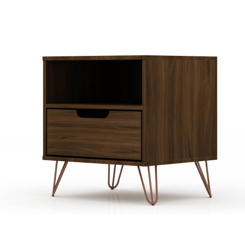 Chestnut Brown Mid-Century Modern Nightstand