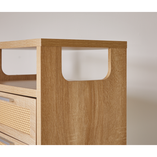 2-Pack Natural Wood 2-Drawer Nightstand