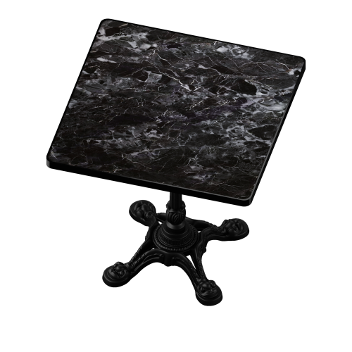 Marble-Look Sintered Stone Square Table - Heavy-Duty Cast Iron Base for Bistro, Cafe, Bar & Home Use