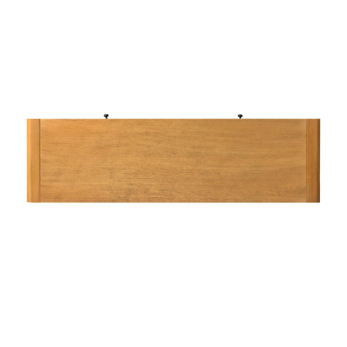 Curved Console Table with Storage, Wooden Entryway Table with 2 Drawers, Farmhouse Rustic Console Tables for Entryway, Hallway, Living Room, Natural