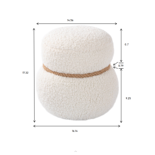 White Snowman Shaped Plush Ottoman Foot Stool, Cute Character Accent Seat for Entryway Kids Room