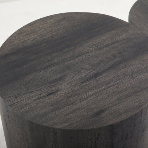 Set of 2 Nesting Round Coffee Tables MDF Modern Space Saving Living Room Tables