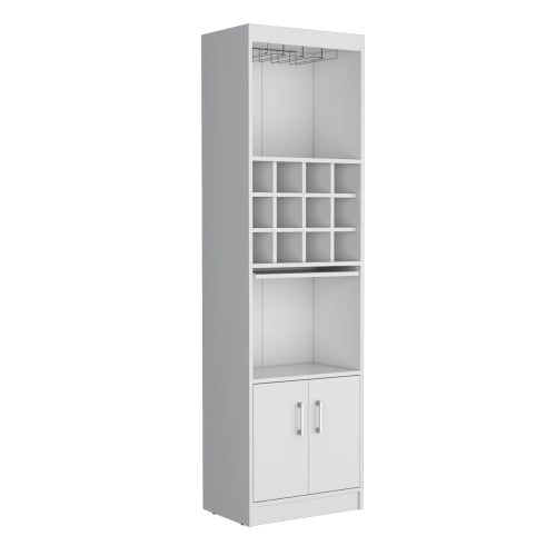 Bar Cabinet 5-Tier, Wine Cabinet, Liquor Cabinet, 12 Bottle Cubbies, 5 Shelves, White