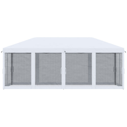 Outsunny 10' x 20' Pop Up Canopy Tent with Netting, Heavy Duty Instant Sun Shelter, Large Tents for Parties with Carry Bag for Outdoor, Garden, Patio, Cream White
