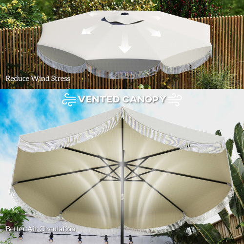 Vented Patio Table Umbrella,Outdoor Umbrella,with Crank, 8 Ribs, Push Button Tilt