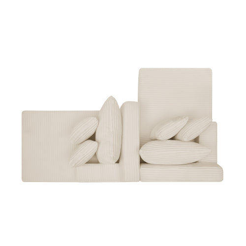 Beige Velvet Compressed TwoSeater Lazy Lounge Sofa,No Assembly