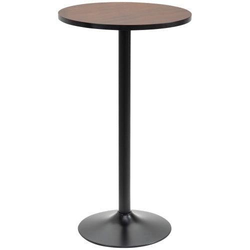 42inch H Bar Height Round Bar Table, Rustic Industrial Pub Table, Elm Wood Top Bistro Table with Metal Base