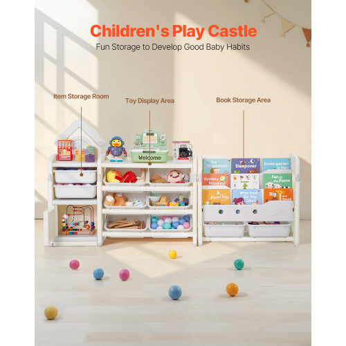 Kids Toy Storage Organizer with Bookshelf and 10 Storage Bins