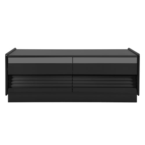 47.2 Inch Fluted Coffee Table with Drawers & Glass