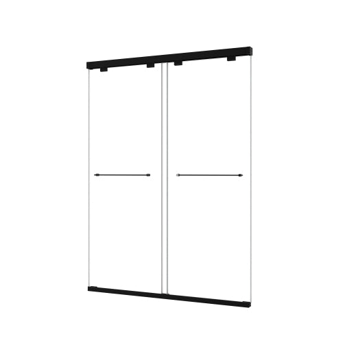 5476 Inch North American Frameless Double Sliding Matte Black Shower Door With Adjustable Soft Closing Function 8mm